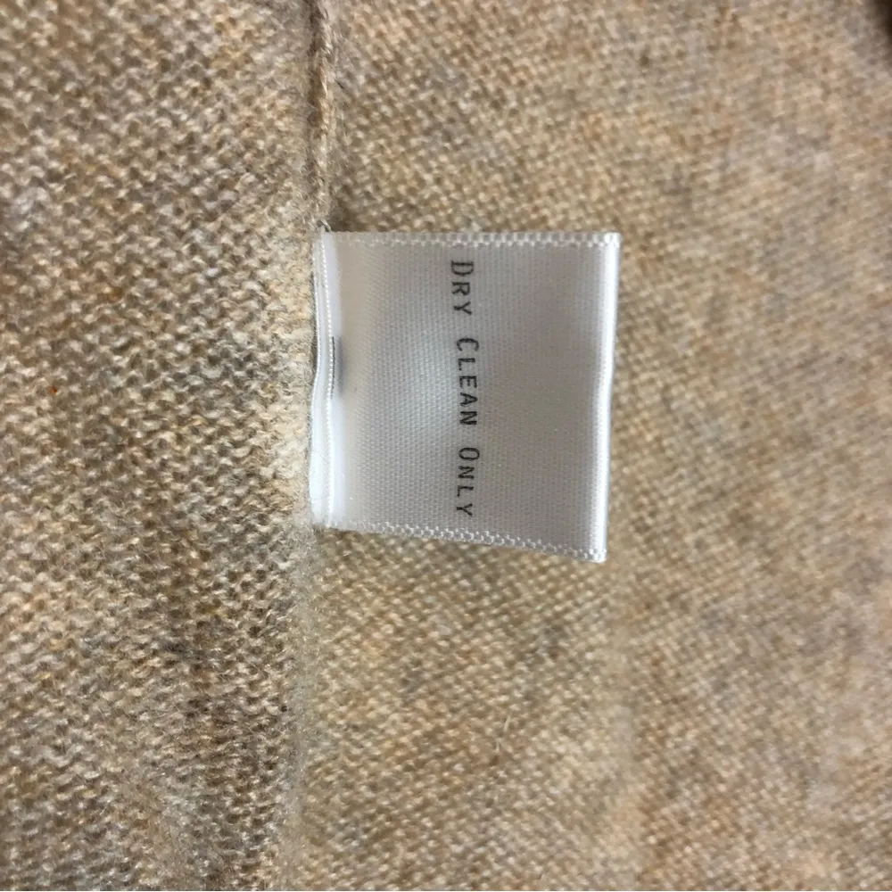 Taupe Cashmere Hooded Open Front Fringe Hem Long Duster Vest - Image 6