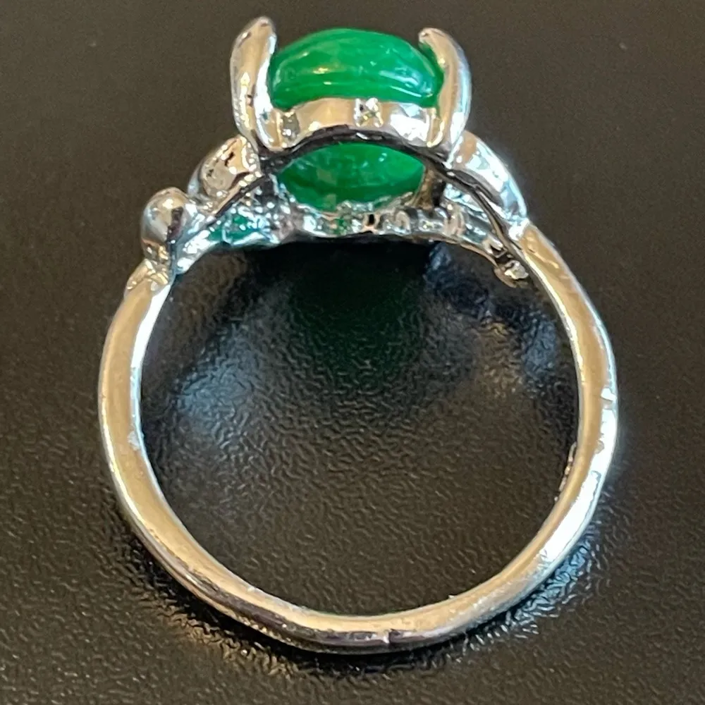 Green jade silver ring size 9.5 - Image 8