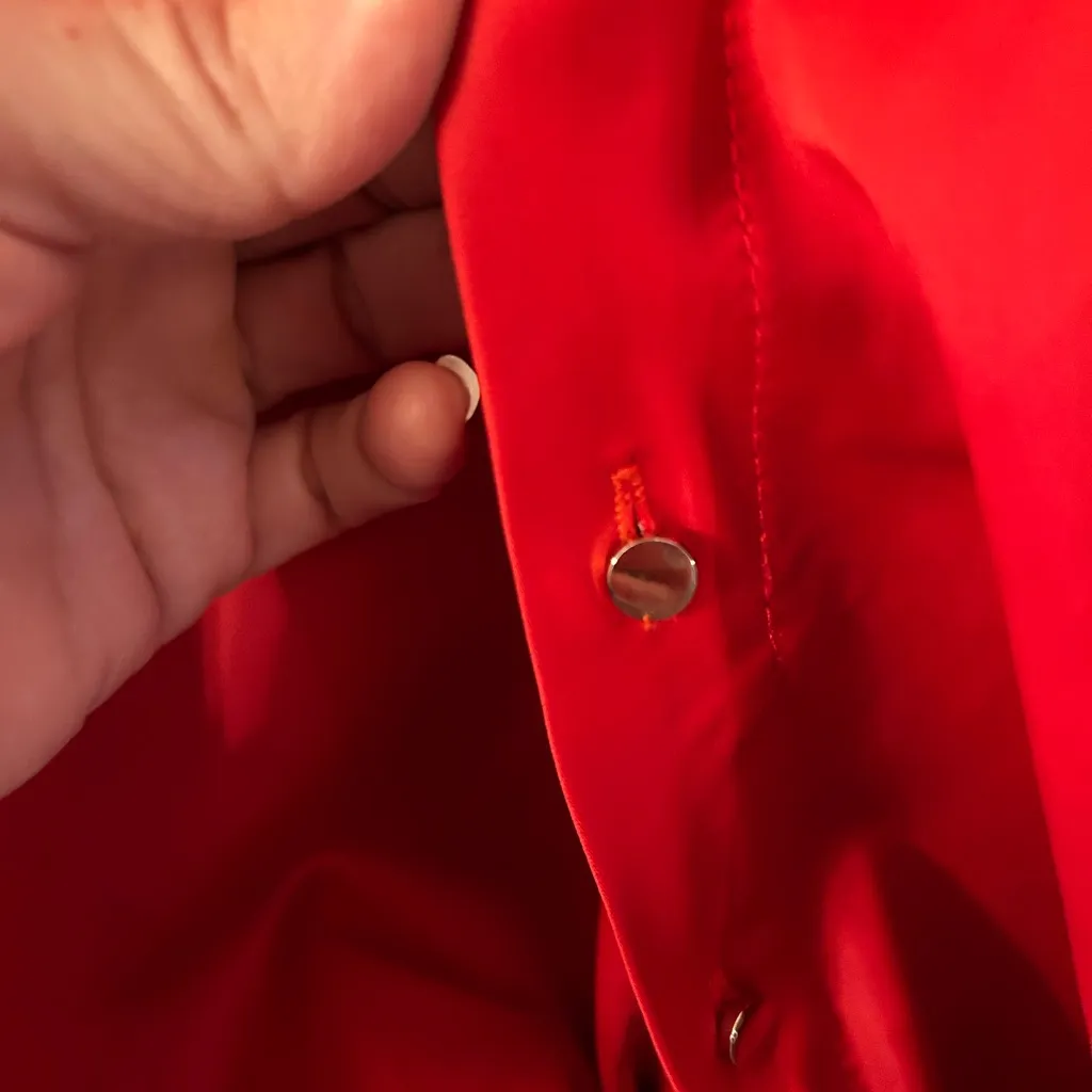 Mistress Rocks Red Satin Tie-Front Blouse - Image 3