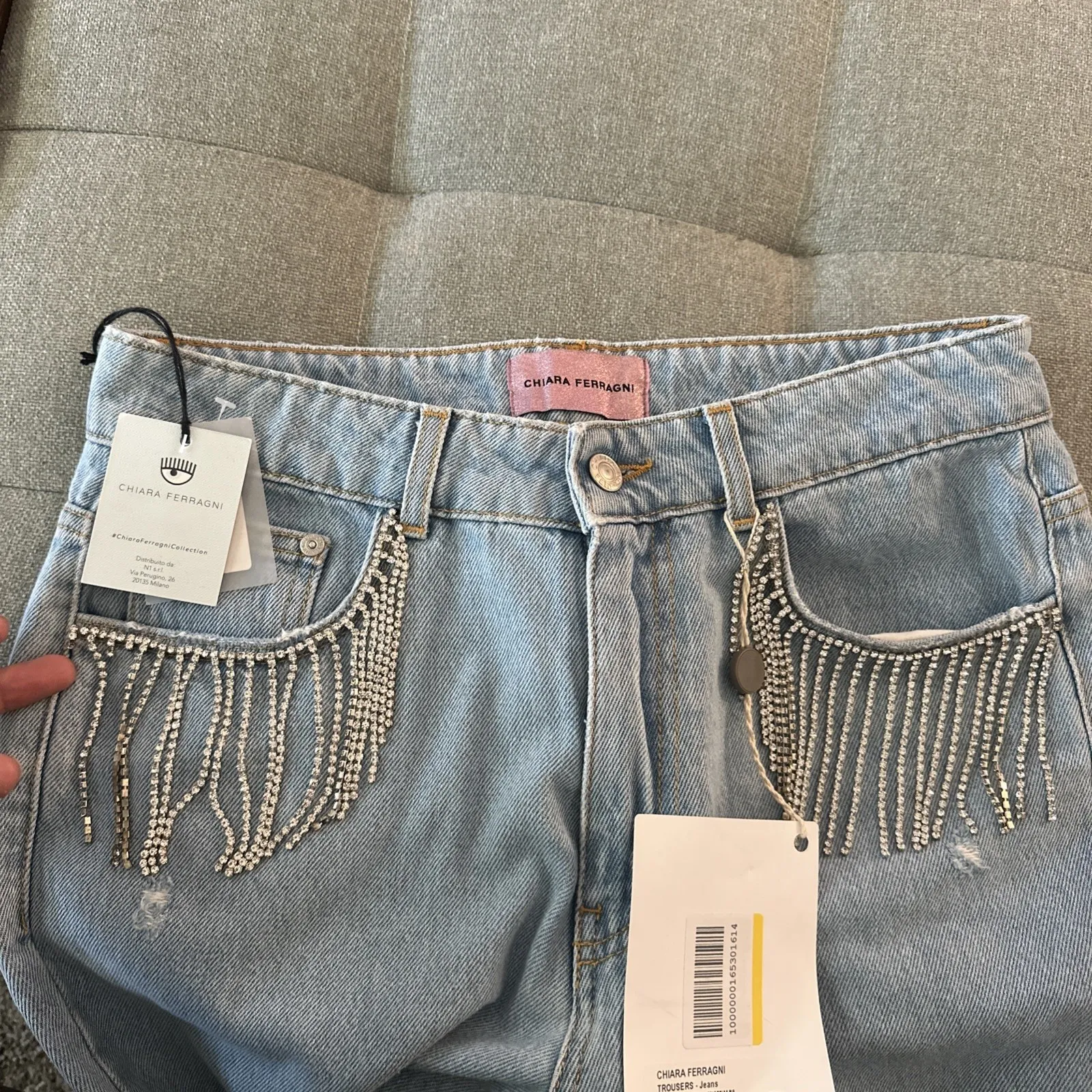 NEW CHIARA FERRAGNI DENIM PANTS Size Large Waist‎ 31" Blue - Image 8