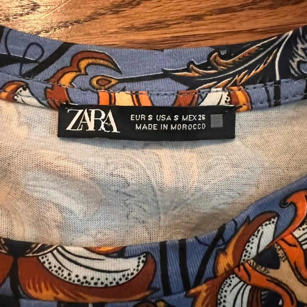 Zara Women's Blue Floral Ruffle Peplum Blouse - Image 4