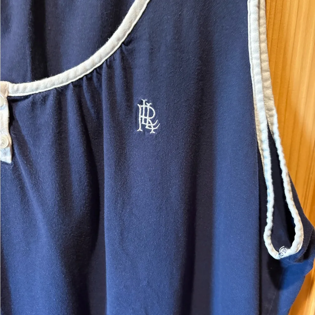 Lauren Ralph Lauren navy blue w white stripes mini logo nightshirt/sleepwear 2X - Image 3