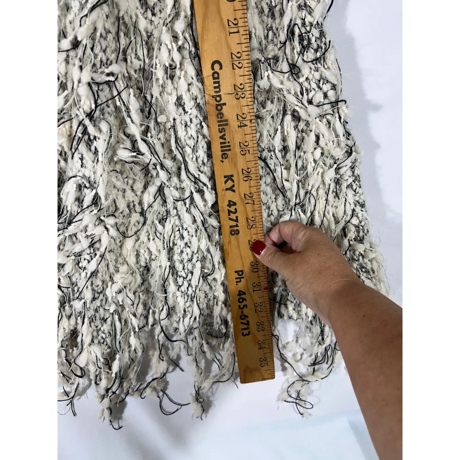 Umgee USA Women's Fringe Knit Vest Sweater Boho Fuzzy Bold Cream Black S M Size undefined - Image 6