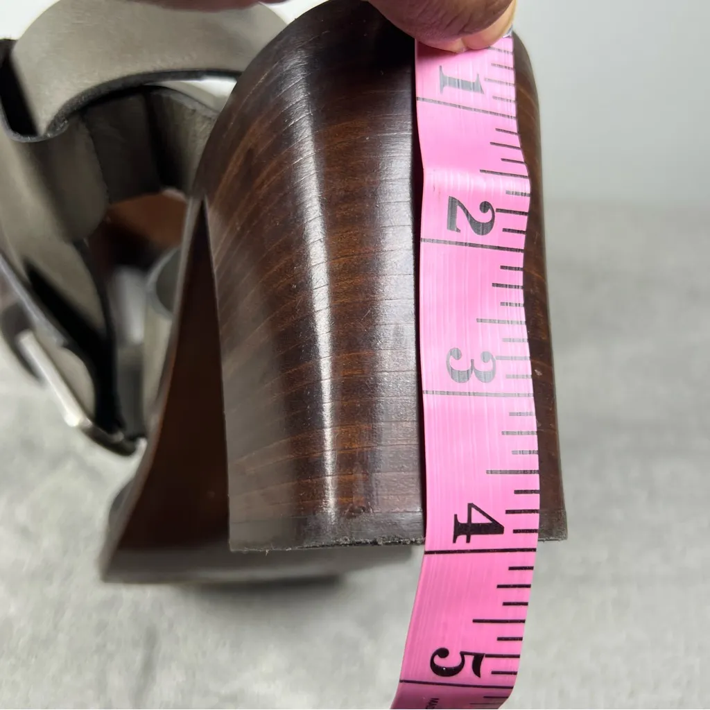 boemos Made in Italy Gray Leather Strappy 4” Block Heel size39. ordrA6 Size 8 - Image 5