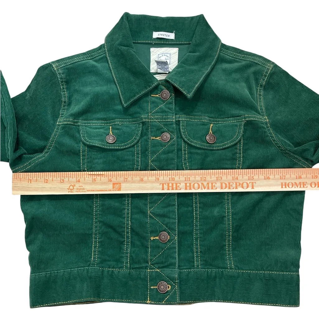 Vtg Y2K 2000s Old Navy Green corduroy cropped Jacket - Image 3
