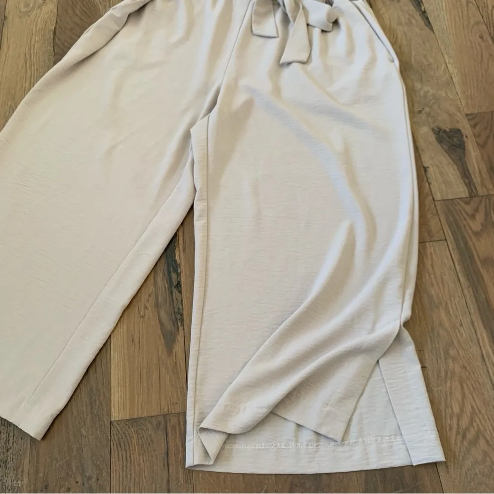 Elaine Rose High Waisted Beige Wide Leg Elastic Waist Split hem Pants Size XL - Image 6