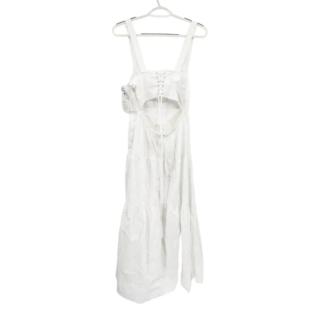 A.L.C. Lily Cotton Midi Dress White Lace Up Back Size 6 NWT - Image 4