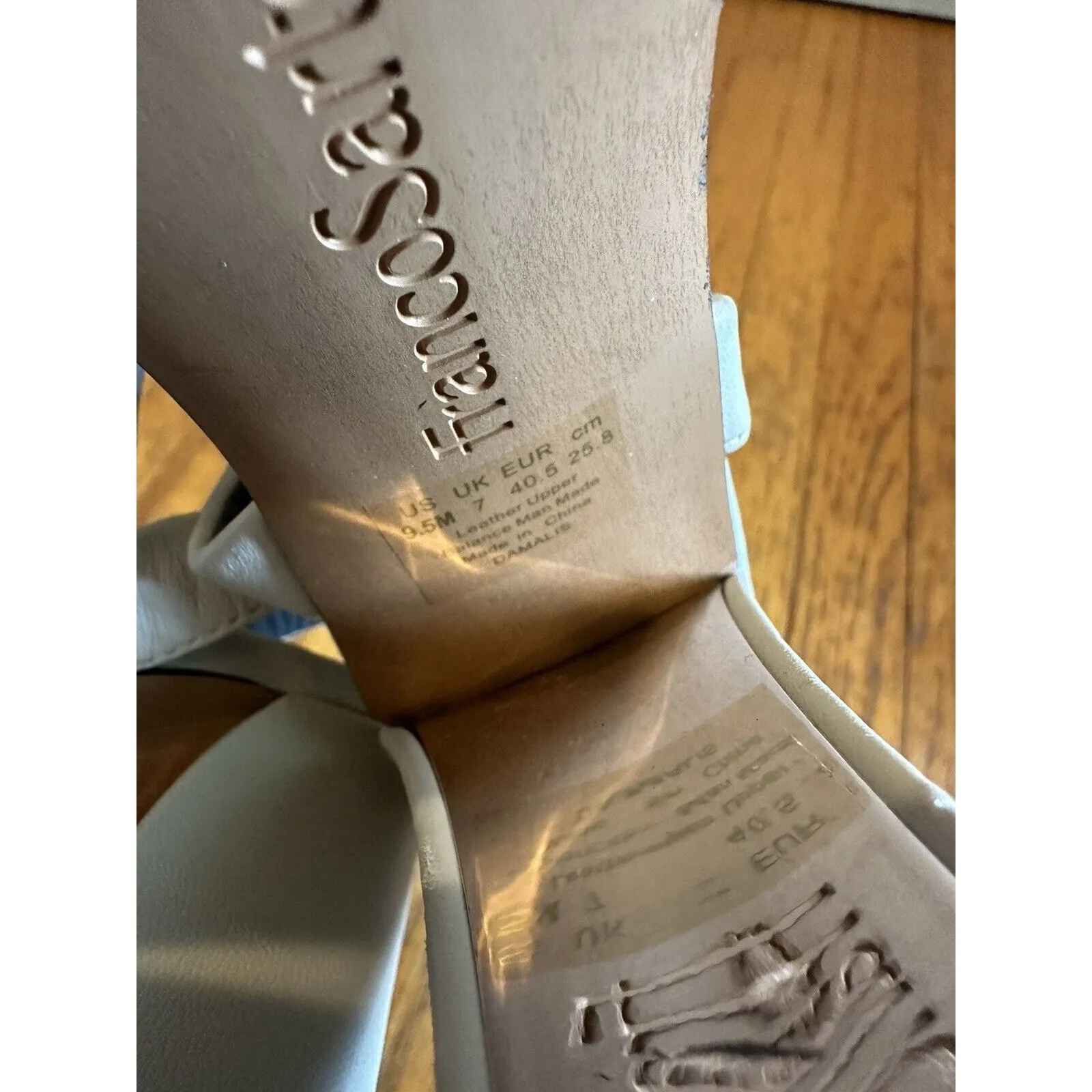 Franco Sarto Open Toe Heels Beige size 9.5 Womens Damalis Faux Leather - Image 7