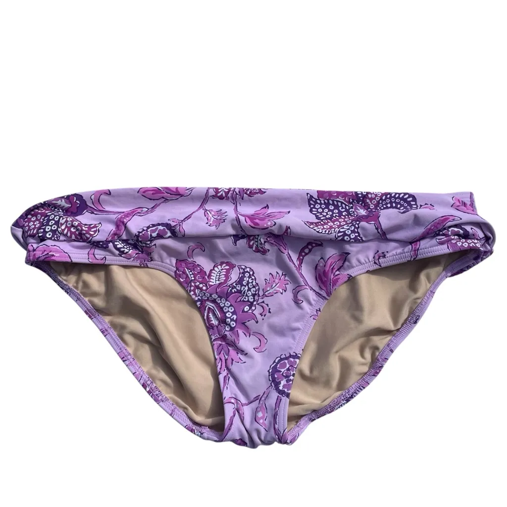 Lands' End Women's Purple Paisley Bikini Swimsuit Bottom Floral Purple Size 16 - Image 7