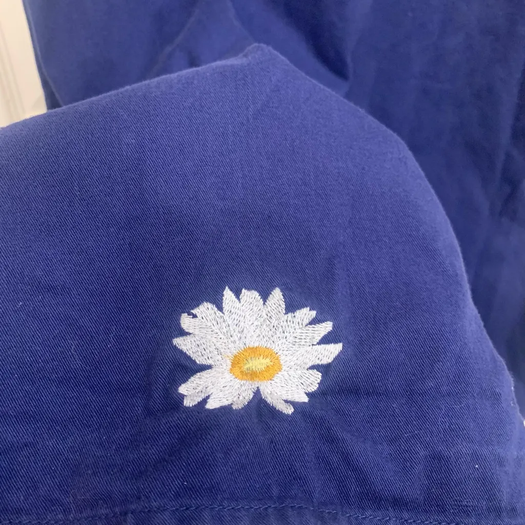 Quaker Factory Navy Jumper Dress “He Loves Me Not, He Loves Me” Size 14. 2551 Blue - Image 2