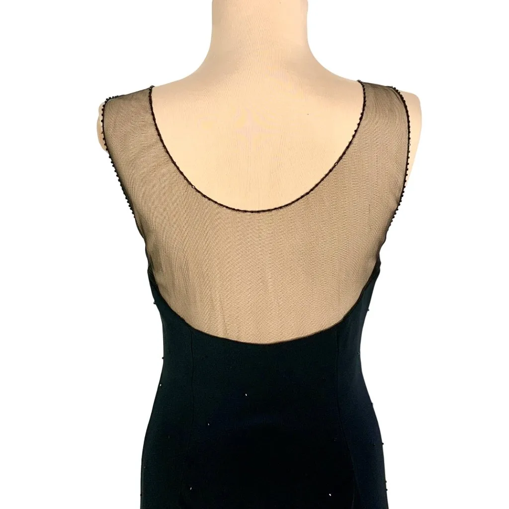 Sheer Illusion Lace Evening Gown Black Beaded Maxi 8 Formal Prom Black Tie - Image 7