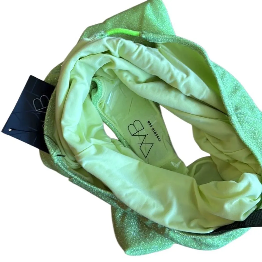 VYB Honeydew Green Shimmer Nellie one piece Bandeau Swimsuit Small Green - Image 6