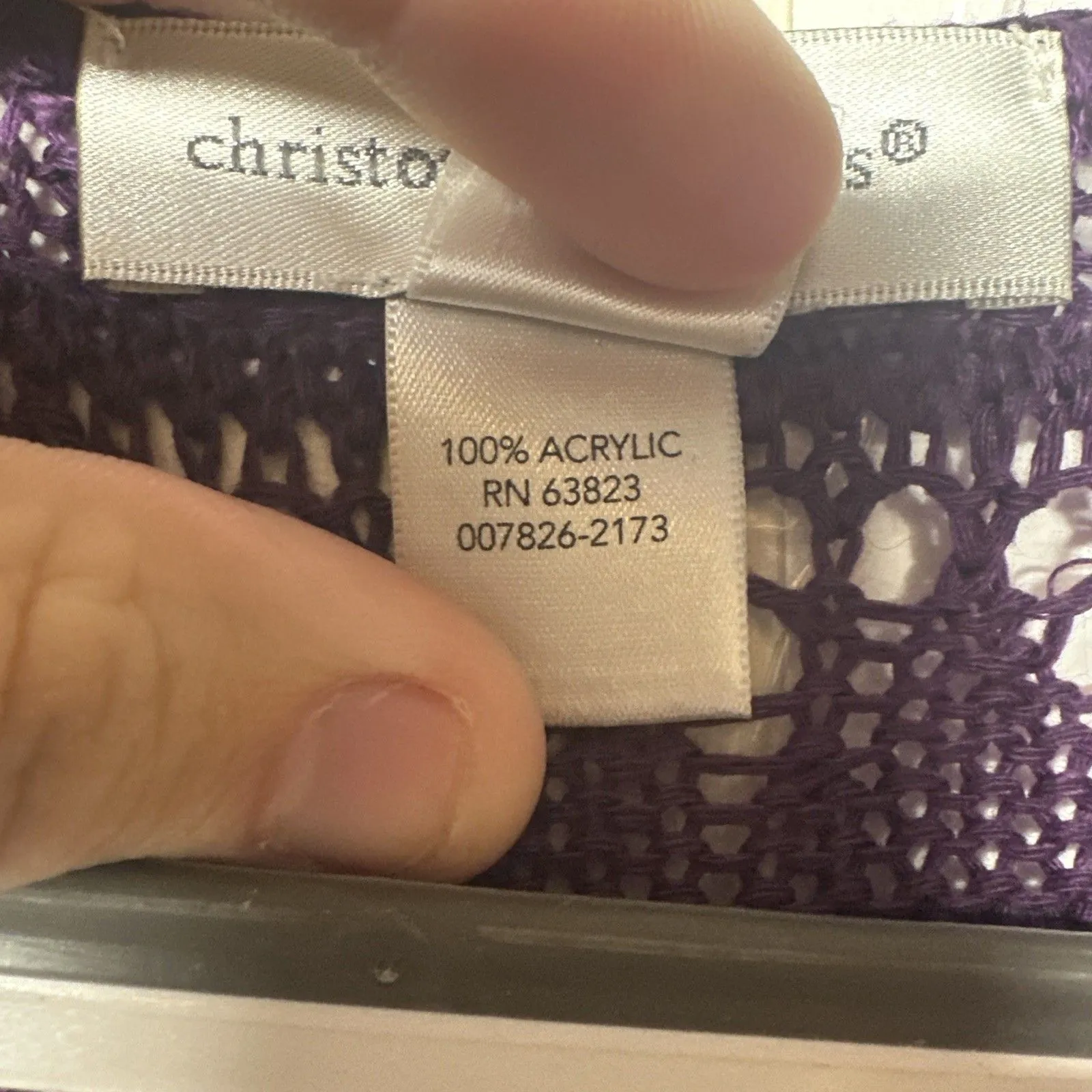 Christopher & Banks Women’s Medium Purple Open Front Crochet Cardiga - Image 6