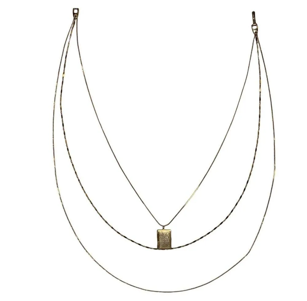 Vintage Napier Multi Strand Necklace and Carl Art Locket Rectangle Gold Tone - Image 3