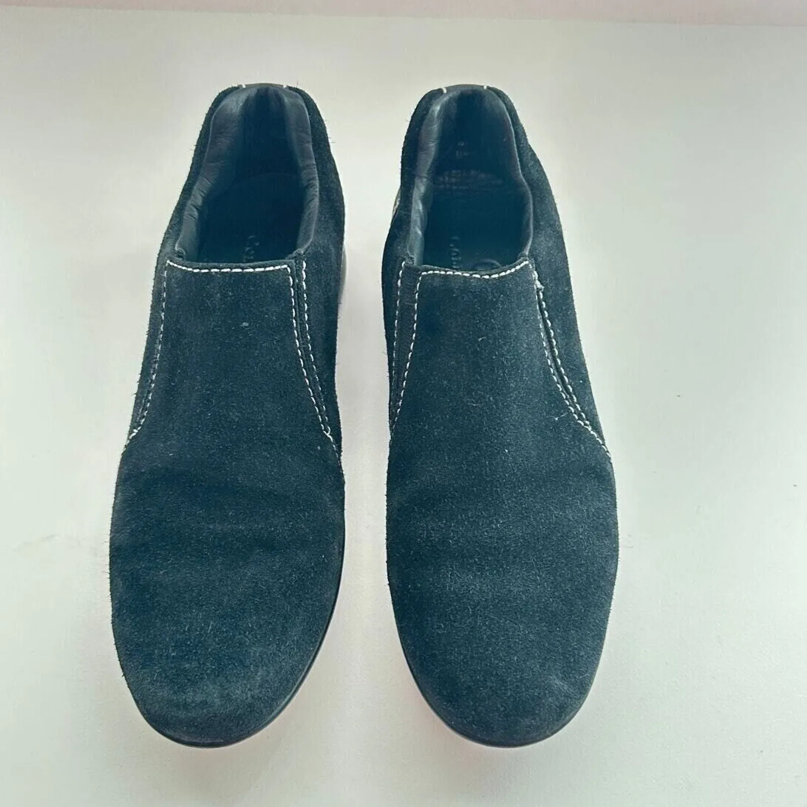 Cole Haan Mardi Suede Leather Slip On Loafer Women Sz 8 Comfort Shoe Black White - Image 3