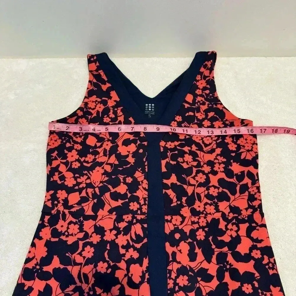 Title Nine Hillary Fleur Coral Reef Fit Flare V Neck Sleeveless Floral Dress s - Image 6