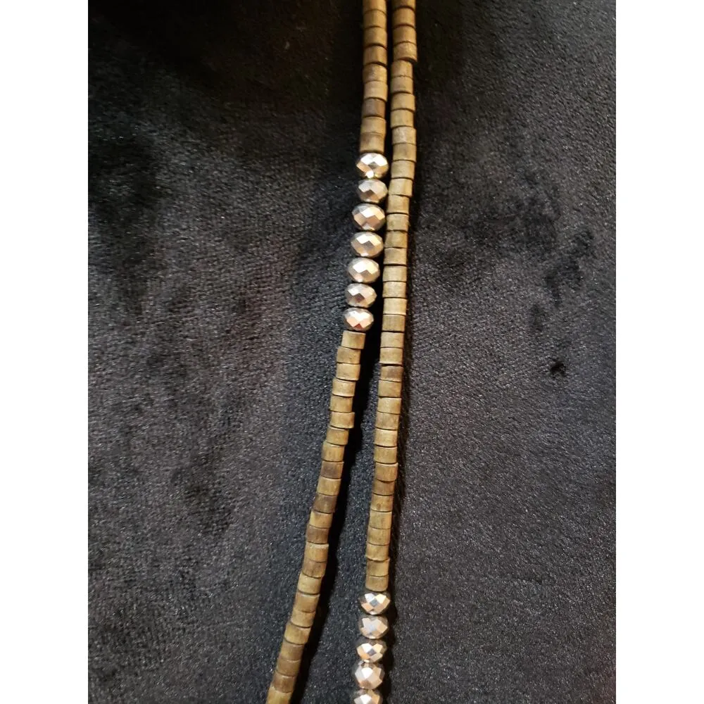 Womens Fashion 2 Strand Faceted Crystals Stone Heishi Beaded Necklace Jewelry Gold - Image 4