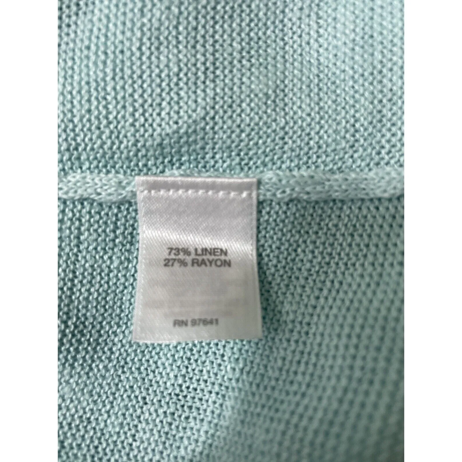 J JILL Pure Jill Aqua Linen Blend Asymmetric Mesh Hem Tunic Sweater Size Large - Image 7