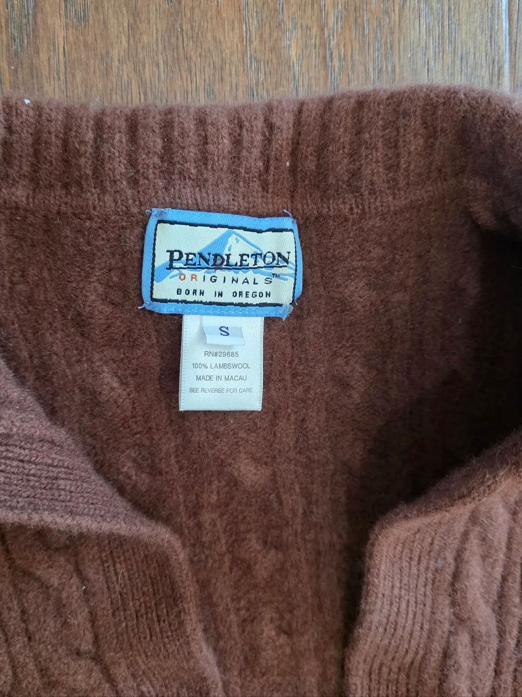Vintage Pendleton Womens Western 100% Lambswool Sz Small Cardigan Sweater Brown - Image 4