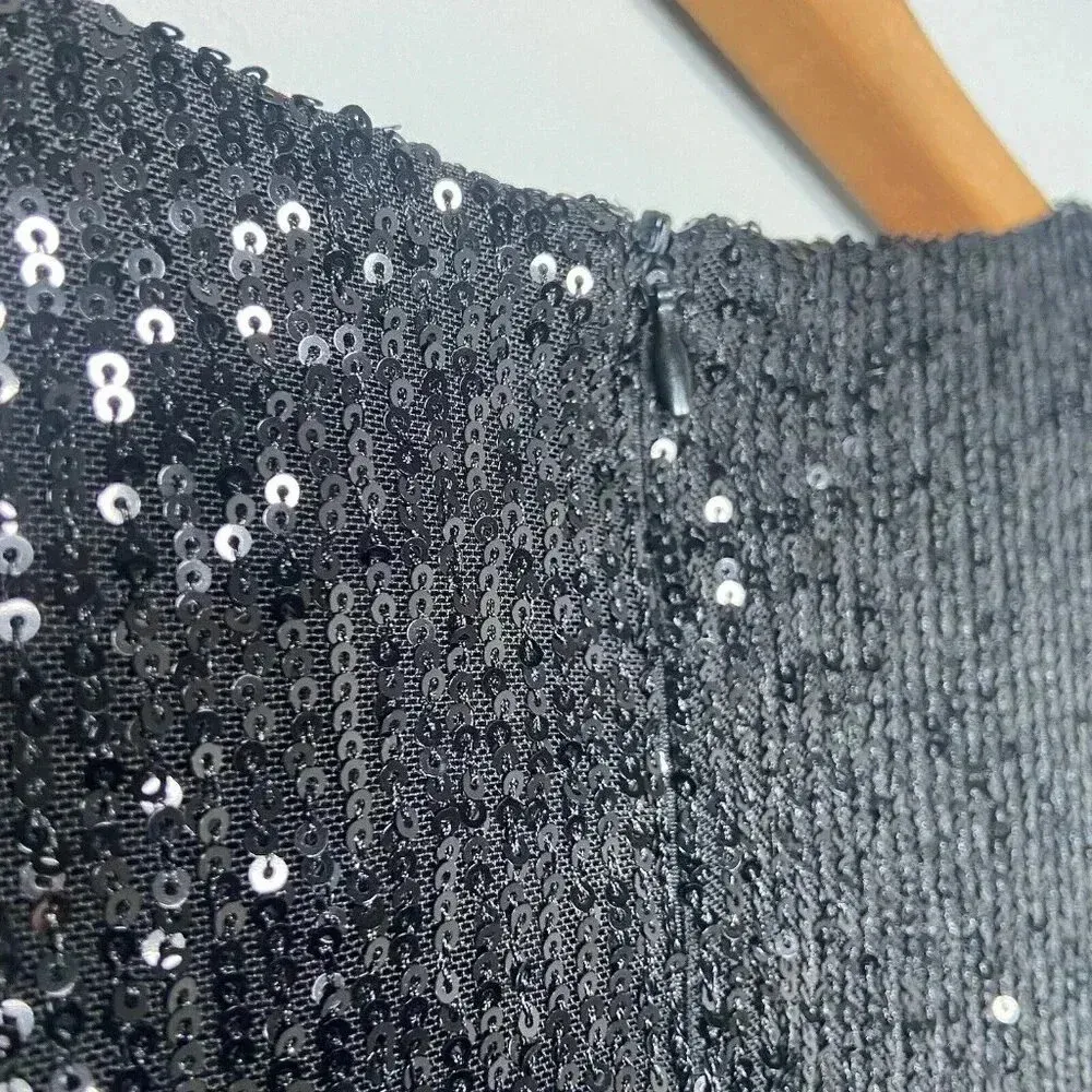 Betsey Johnson Sequin Black Mini Dress Size‎ M Cocktail Party Holiday Date Night - Image 8
