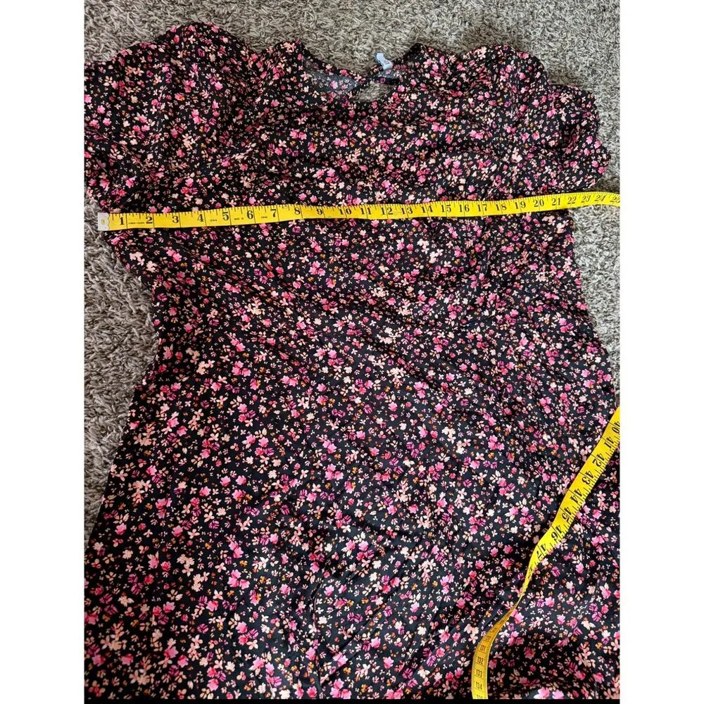 Old Navy Floral Mini Dress Womens Sz 2X Cottage Peasant Keyhole Back Tunic - Image 6