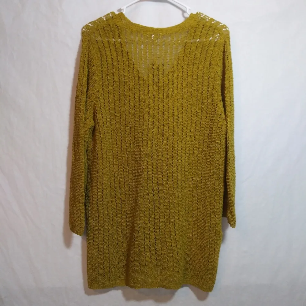 J. Jill Gilded Coin Cotton Blend Open Stitch Knit 3/4 Sleeve Sweater Petite S LP Yellow Size undefined - Image 9