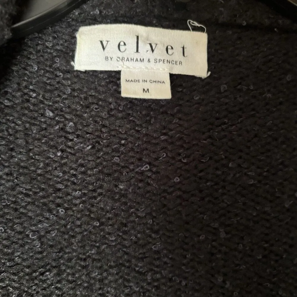 Velvet by Graham & Spencer Duster Cardigan Womens Medium Black Wool Blend Open - Image 7