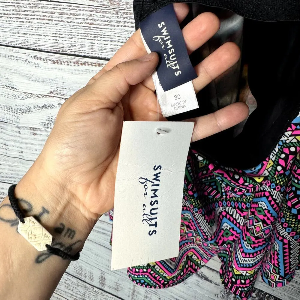 Swimsuits For All Aztec Chevron Multi Color Swim Tank NWT 30 - Image 3