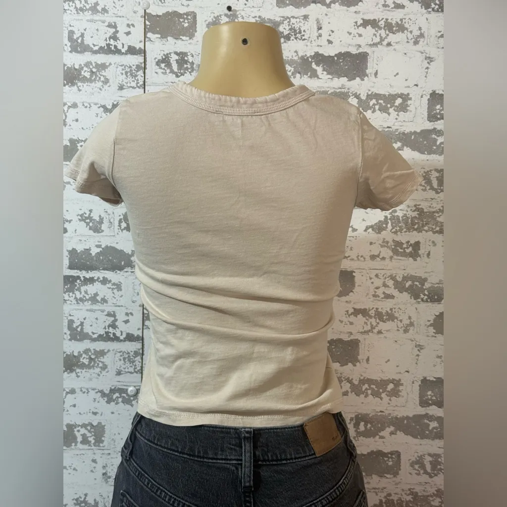 Zara Cream Short Sleeve Top 100% Cotton - Image 2