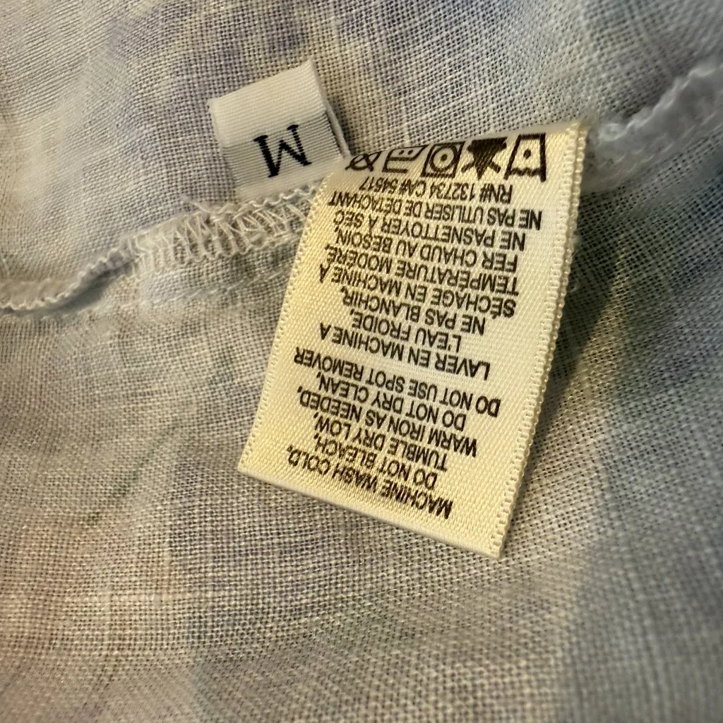 Bella Dahl Floral Print Linen Button Up Blouse Top Womens Medium Pastel Colorful - Image 17