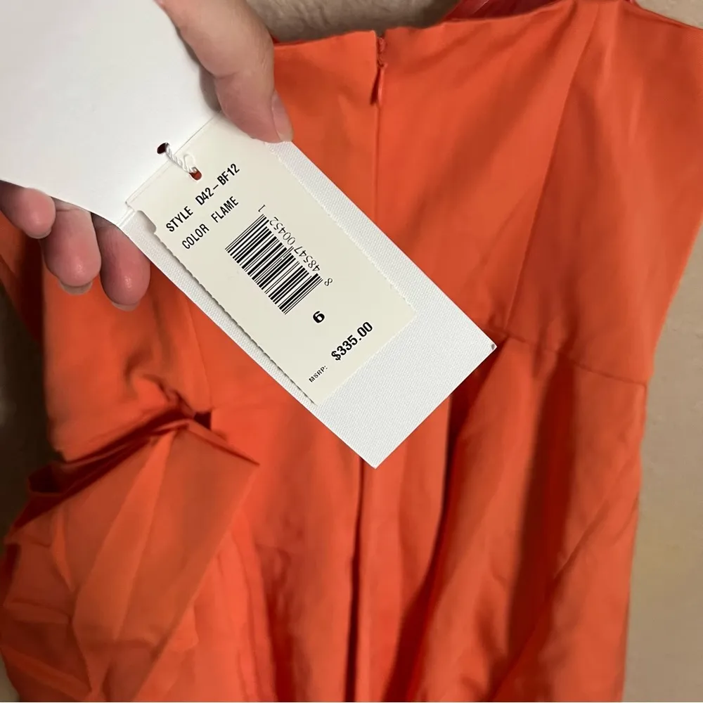 NWT ERIN by Erin Fetherston Strapless Taffeta Sweetheart Bow Dress in Flame 6 - Image 7