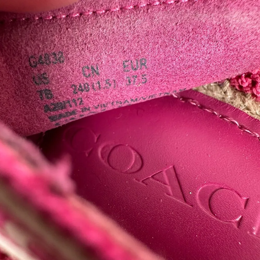 Coach Corrie Espadrille Pink Perforated Slip On Shoes Size 7 - Image 7