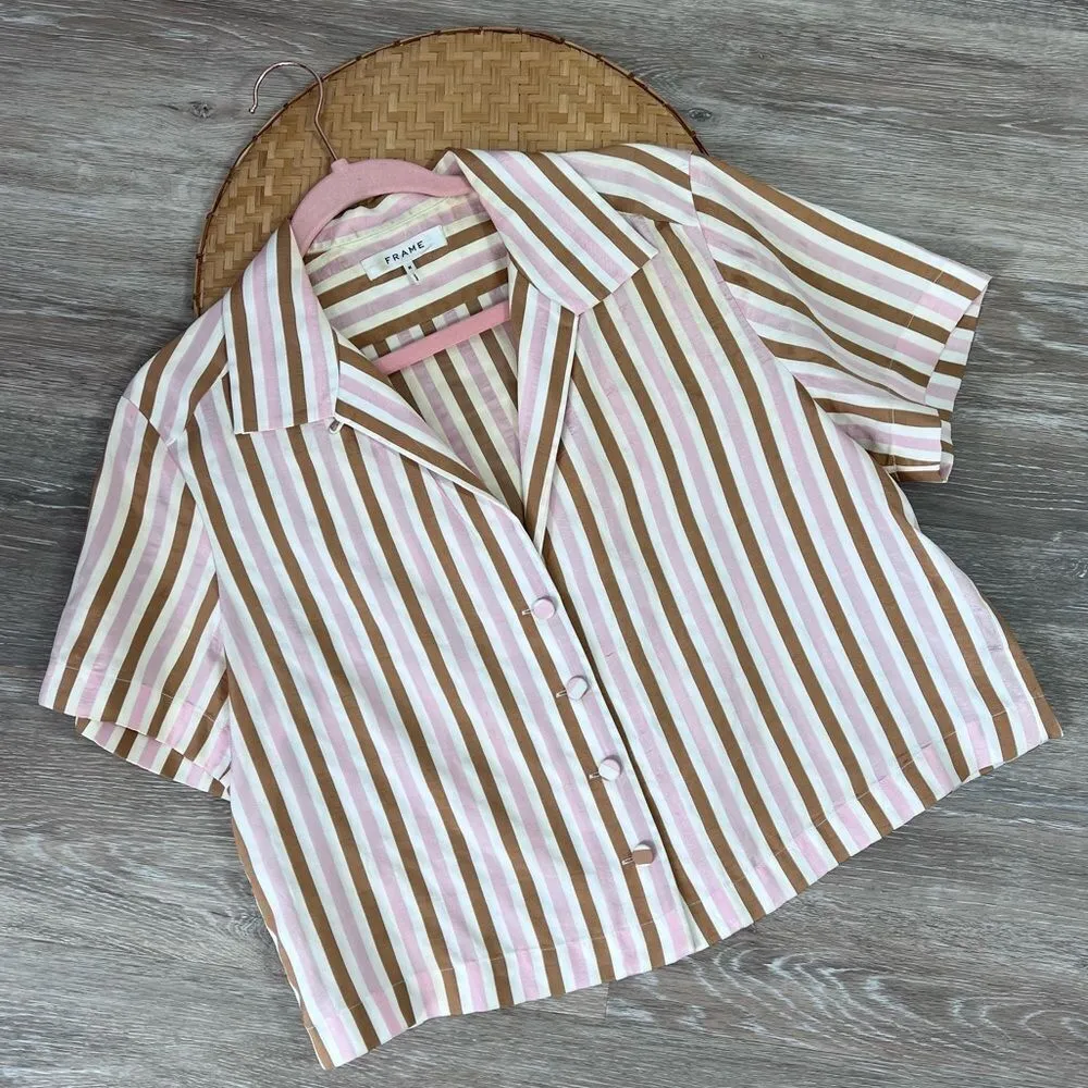 Frame‎ striped button down short sleeve top - Image 2