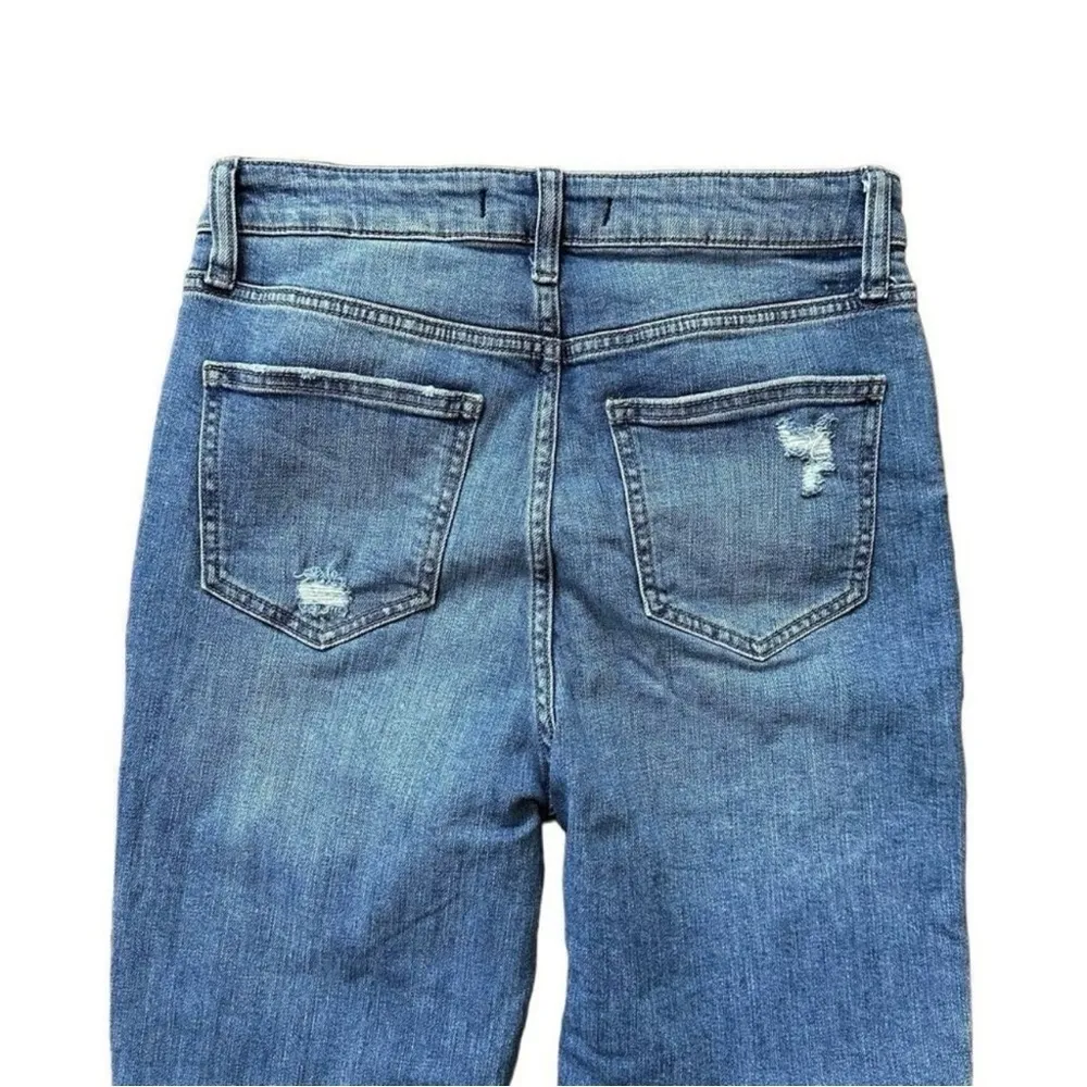 Eunina Ally Ultra High Rise Straight Crop Button Fly Blue Denim Size 7 - Image 4