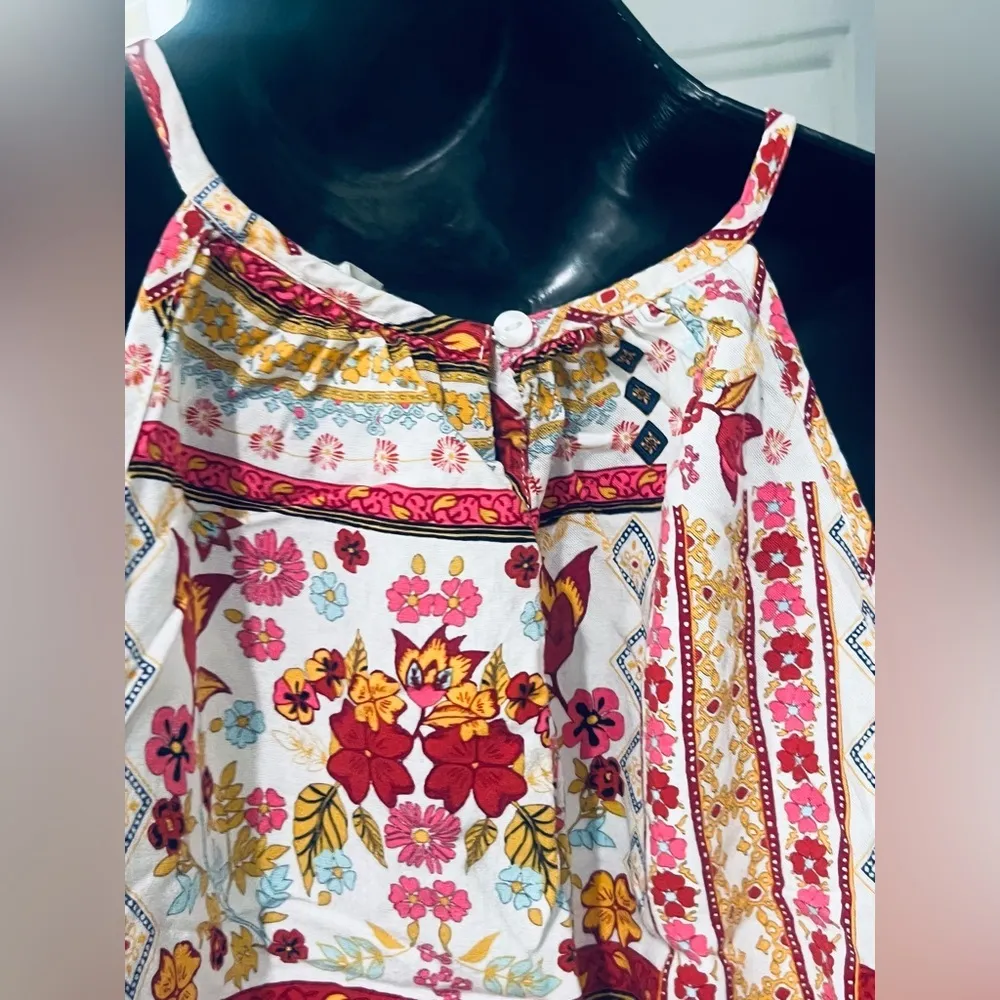 HM COACHELLA OFFICIAL COLLECTION Women's Tank Top Size 6 Keyhole Back Floral - Image 5