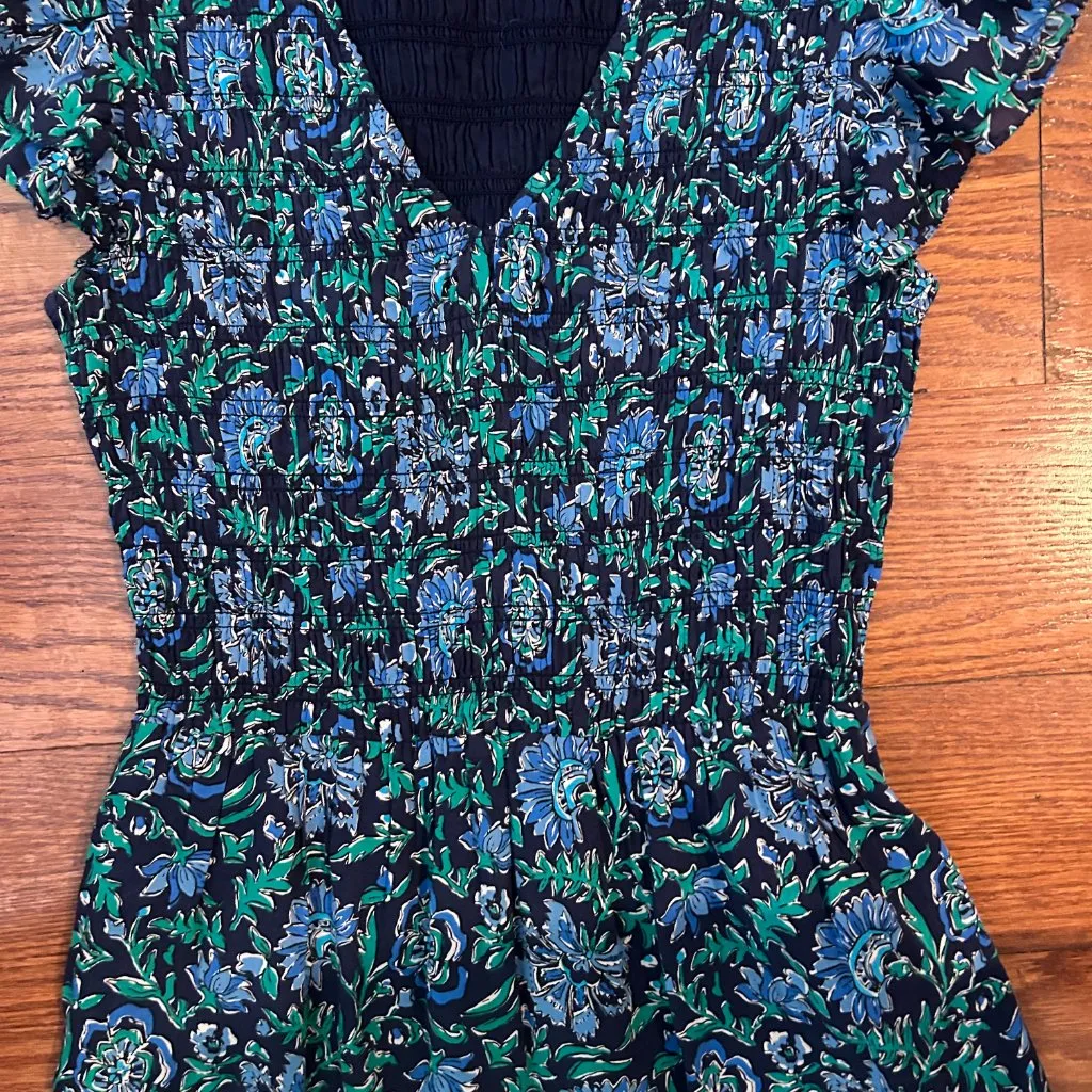 Vineyard Vines Floral Smocked Midi Dress In Anegada Floral Size XS Cap Sleeves - Image 6