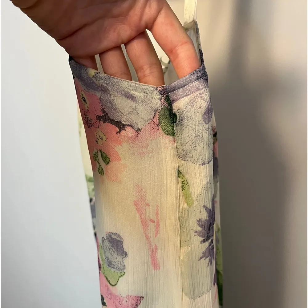 Soft Surroundings M Pastel Watercolor Floral Print Lined Teired Maxi Dress - Image 6