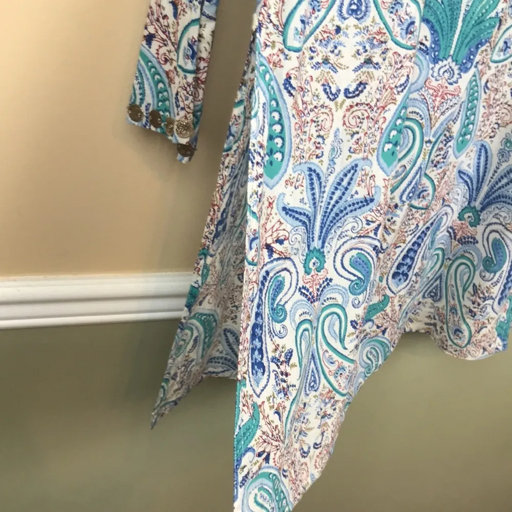 World Market Women’s Boho Floral Print Medallion Detail Side Slit Tunic Size M - Image 6