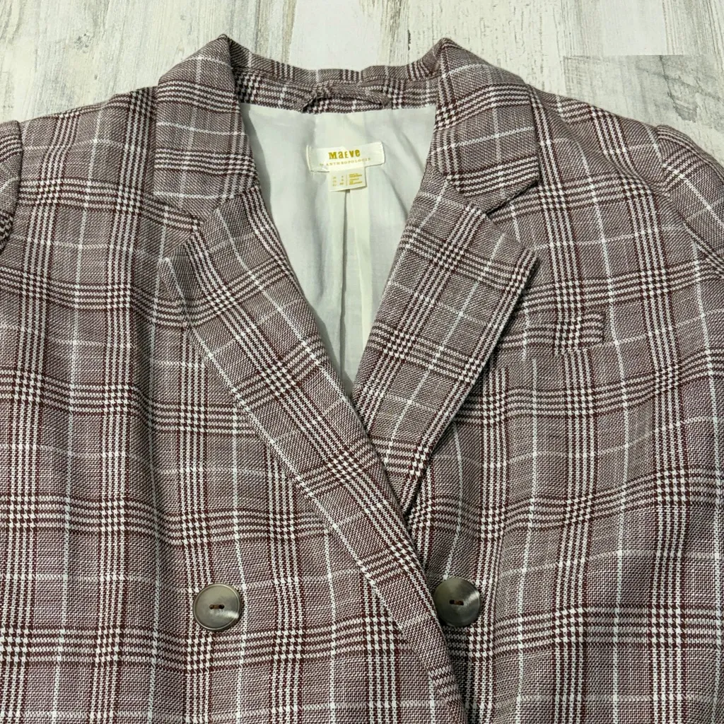 Anthropologie Maeve Brown Plaid Blazer Size 4 - Image 5