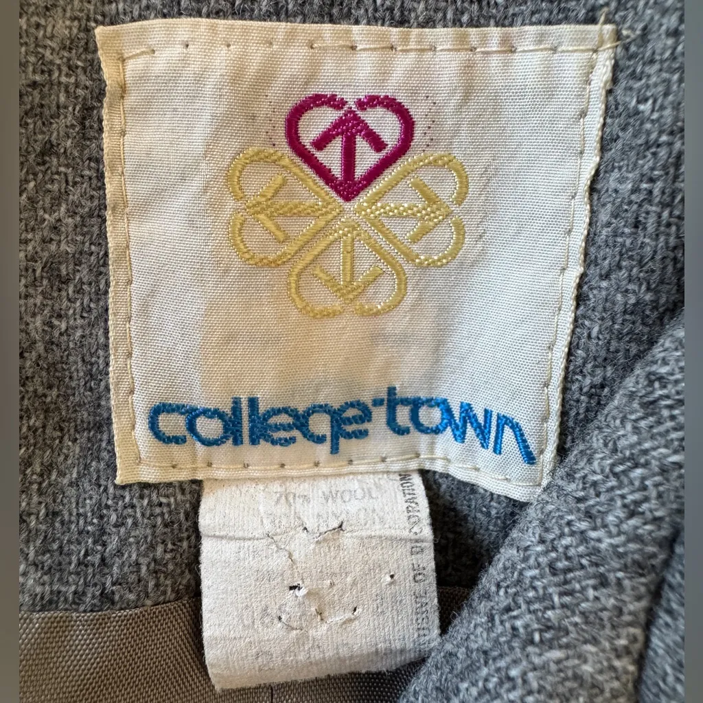 Vintage ‘80s College Town Gray Wool Blend Single Breasted Blazer Size M - Image 7