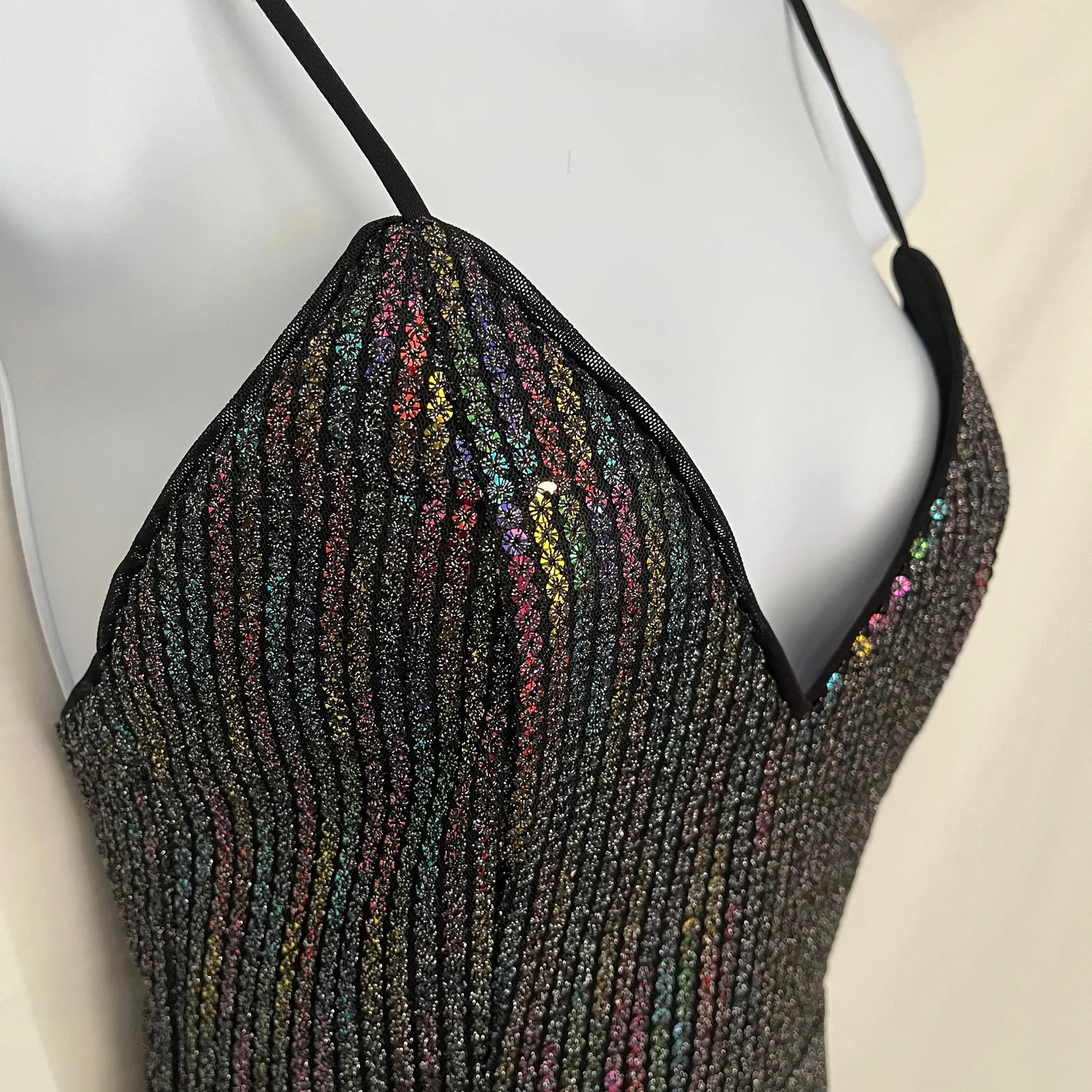 X By NBD Sequin Mini Cocktail Dress XS Ruffle Y2K LBD Whimsigoth Vampy Clubwear - Image 3