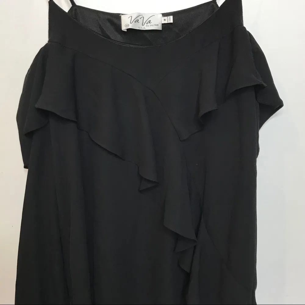 Sexy Black Ruffle top VaVa by Joy Han M cold shoulder - Image 5