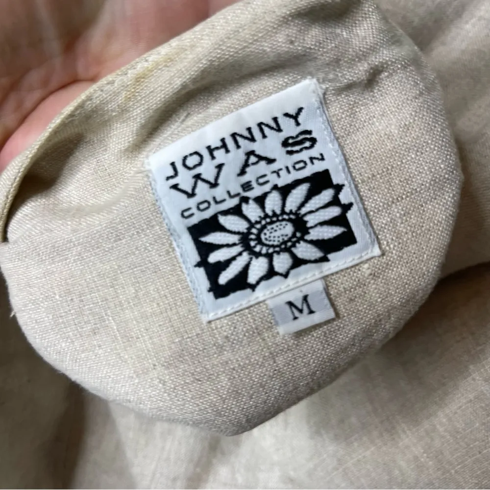 Vintage Johnny Was 100% linen natural cream v neck jacket blazer sz M - Image 7