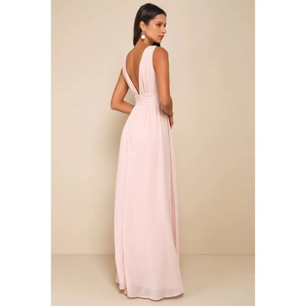 NWOT Lulus Heavenly Hues Blush Maxi Dress Bridismaid Wedding Formal Size S - Image 3