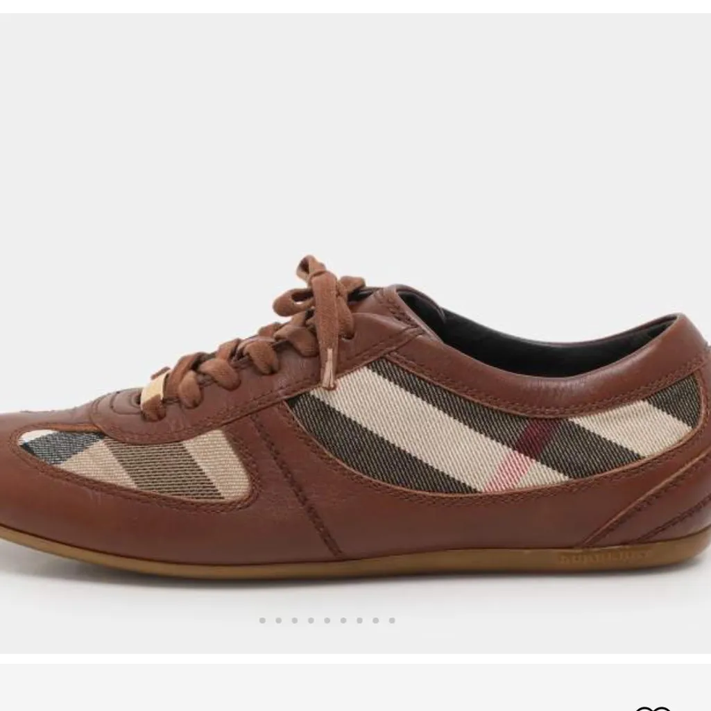 Burberry Brown, Beige Leather Nova Check Canvas Low Top Women’s Sneakers Size 36 - Image 2