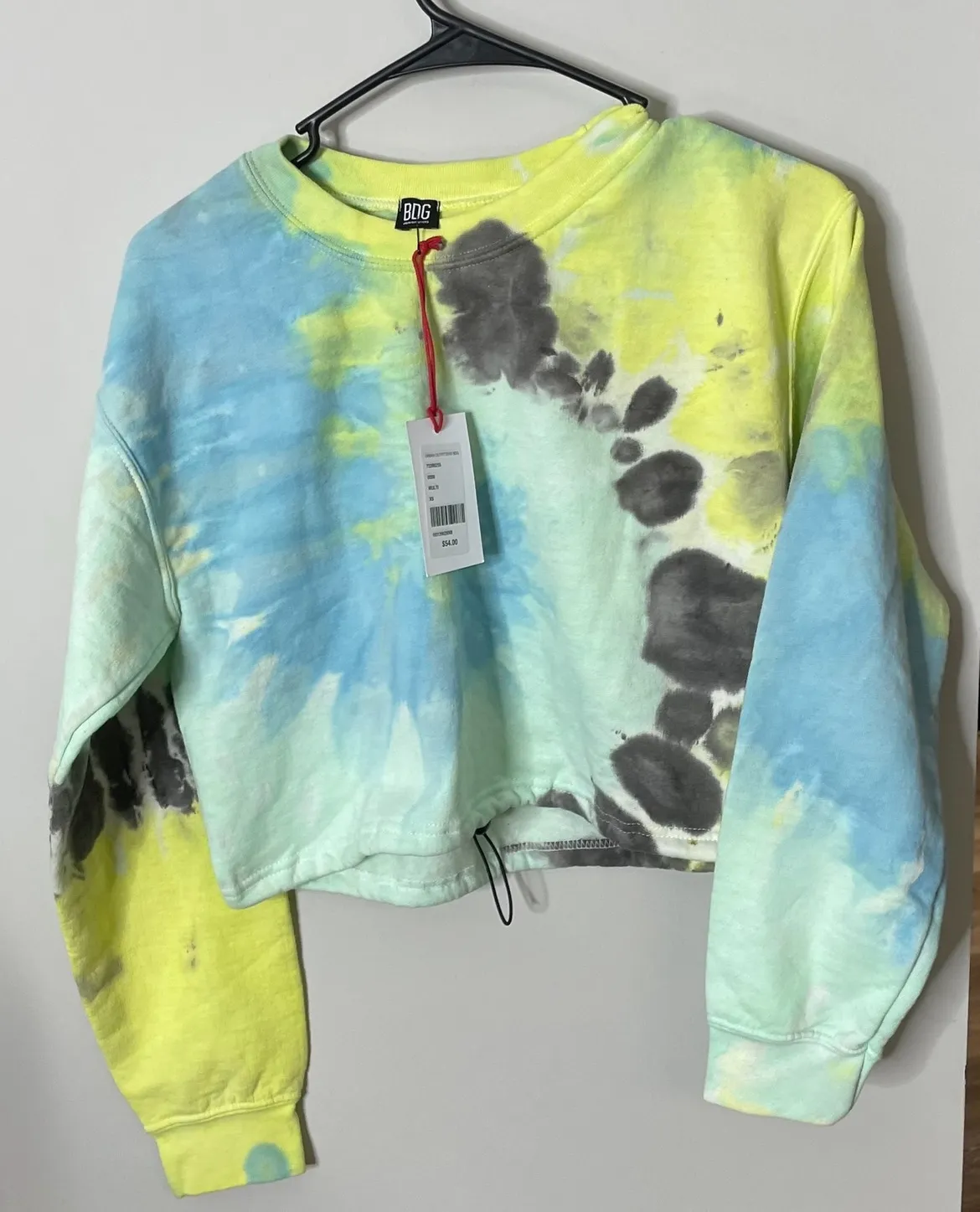 BDG Urban Outfitters Tye Dye Cropped Sweatshirt Crew Neck Blue Yellow NEW NWT - Image 4