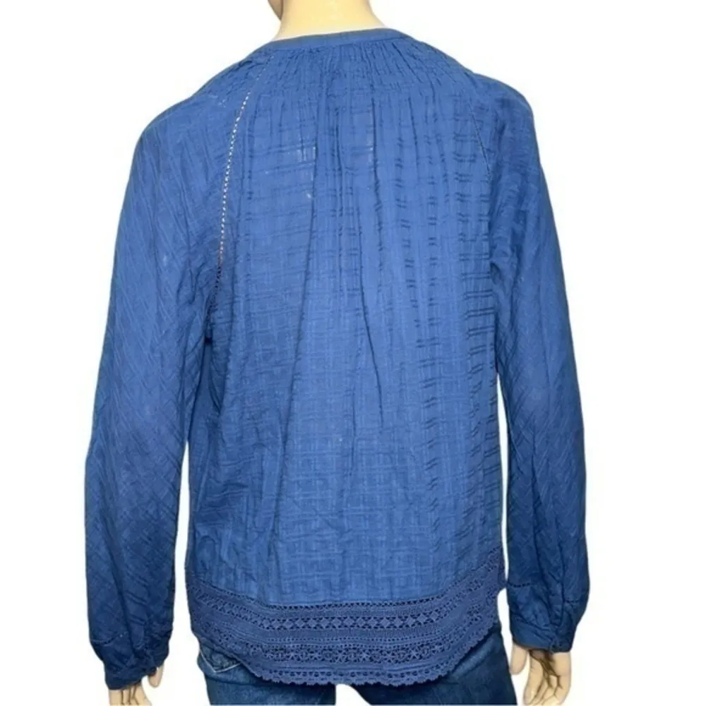 Point Sur J. Crew Women’s M Navy Blue Gauzy Cotton Long Sleeve Button Down Shirt - Image 4