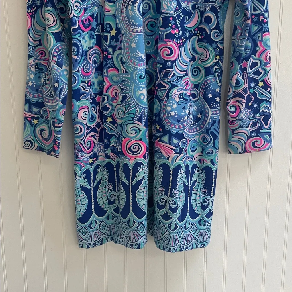LILLY PULITZER Skipper Ruffle Lapis Lazuli Cosmic Kismet UPF 50+ Terry Dress M - Image 11