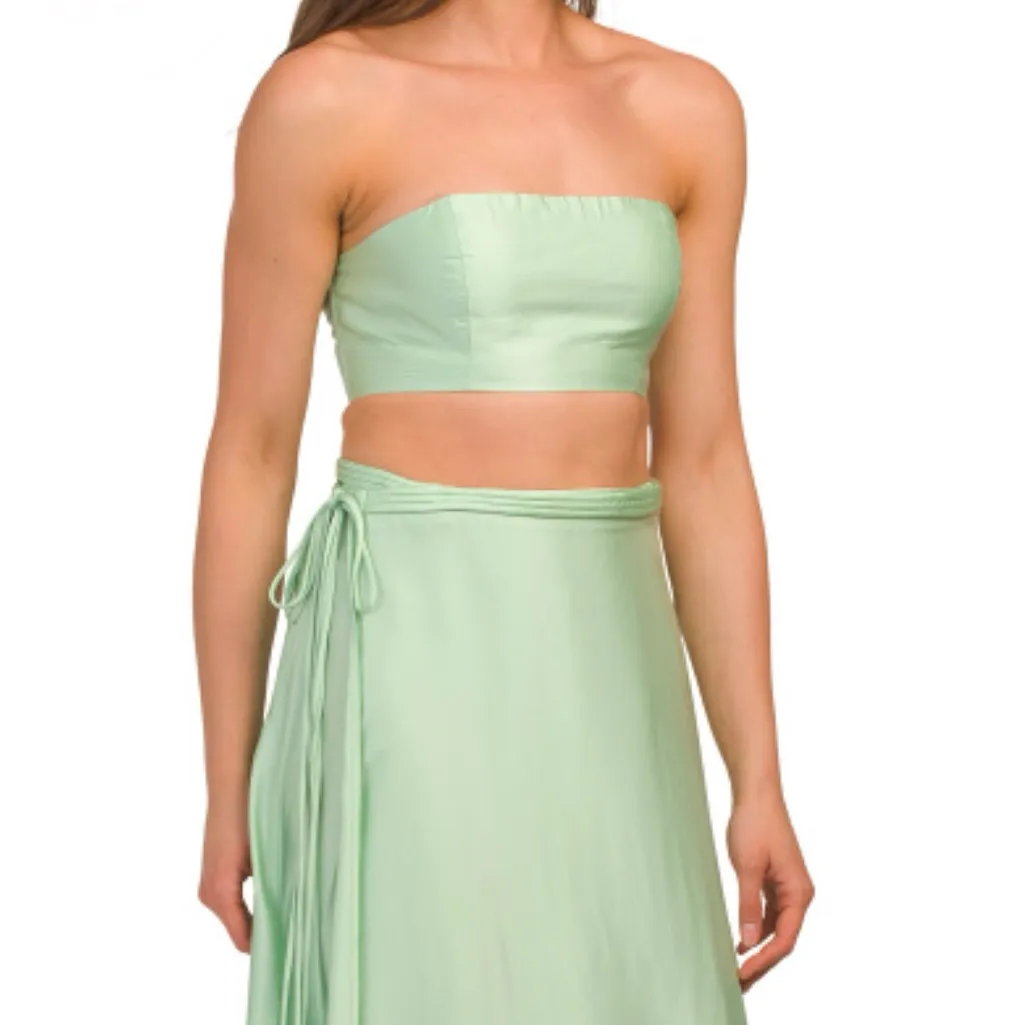 FARM Rio Mint Strapless Crop Top w/ Hook & Eye Closure - Image 5