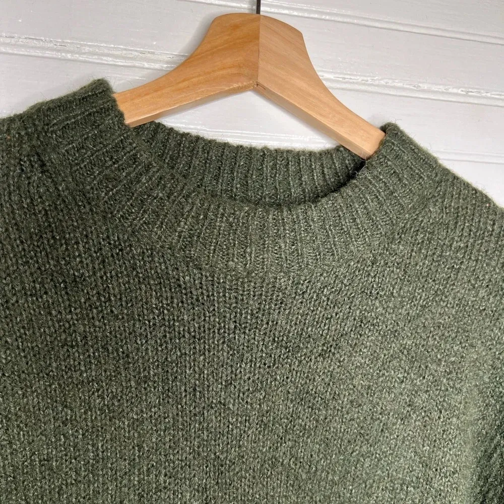Topshop Women's Green Chunky Knit Mock Neck Oversized Sweater Size S US 4-6 - Image 7